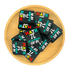 Silicone Focal Beads Math Piece Of Pi Colorful Text Square 20pcs 2