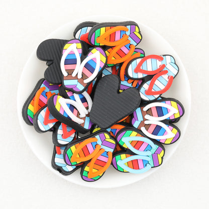 Colorful Flip Flops 3D Silicone Focal Beads 20 pcs 2