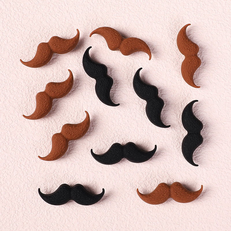 Silicone Focal Beads Beard Handlebar Mustache Textured Curved 20pcs 12