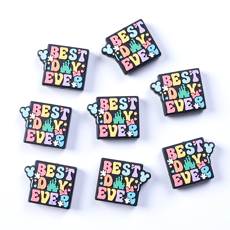 Silicone Focal Beads Dreams With Printed Text 20pcs 14