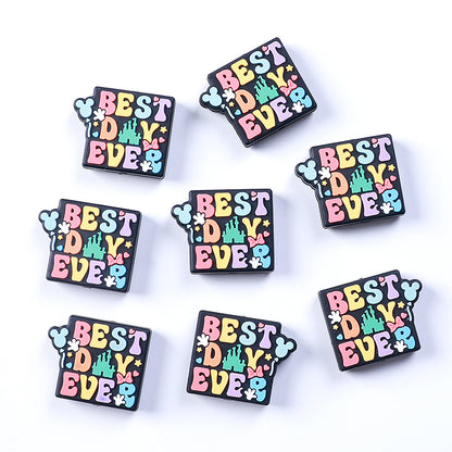 Silicone Focal Beads Dreams With Printed Text 20pcs 14