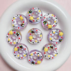 Hand Painted Donut Acrylic Beads 27x30mm Colorful Icing 5pcs 3