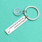 Flower Keychain Stainless Steel Daisy Charm Turquoise Enamel 4