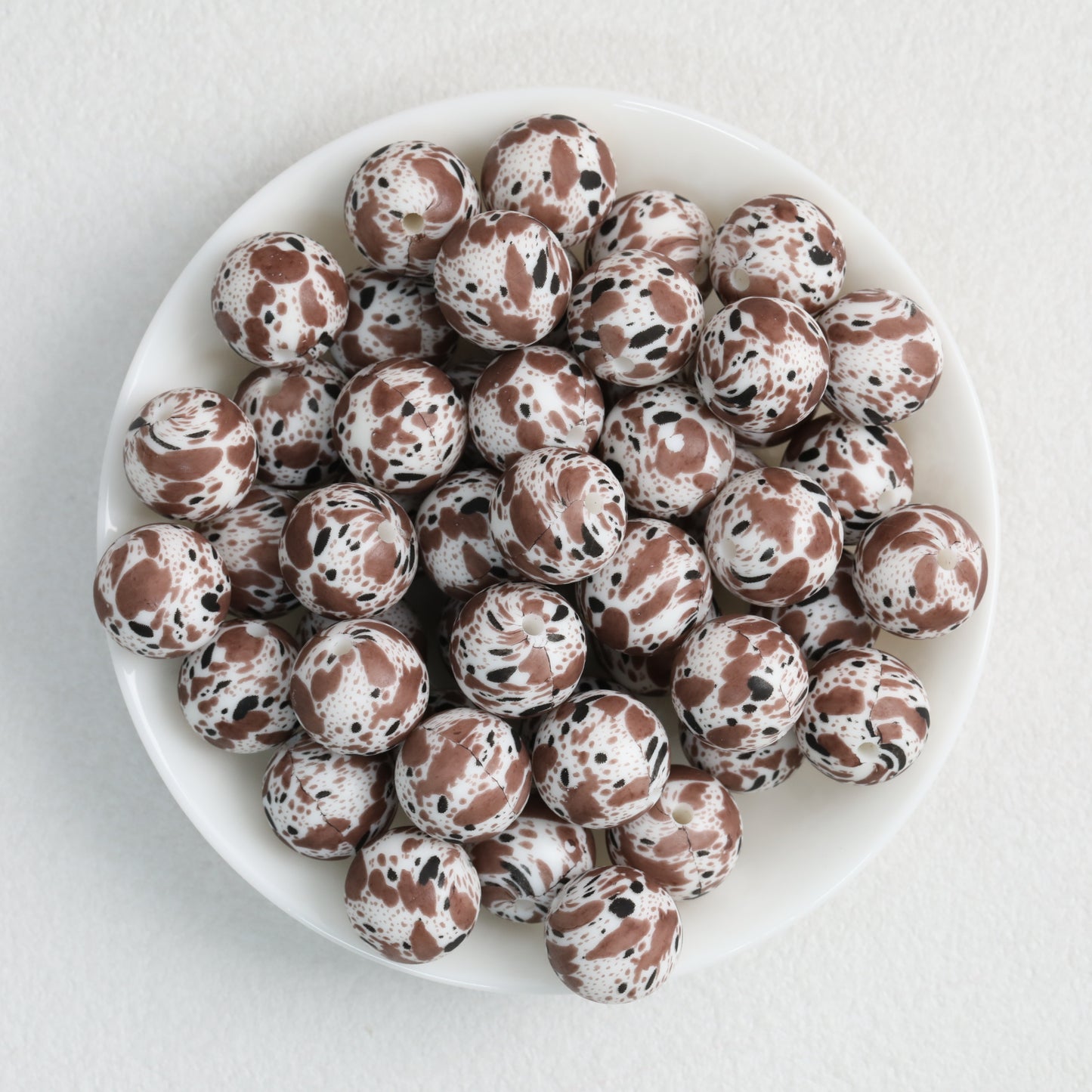 15mm Quail Egg Pattern Priented Silicone Round Beads 50pcs 2