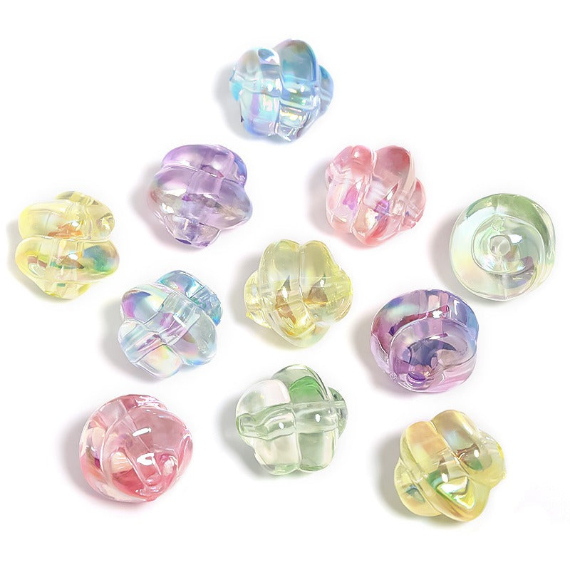 Spiral Acrylic Beads 17mm Transparent Pastel Colors 10pcs