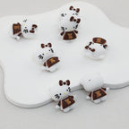 3D Brown Cat Face Silicone Focal Beads with LV Design 20pcs