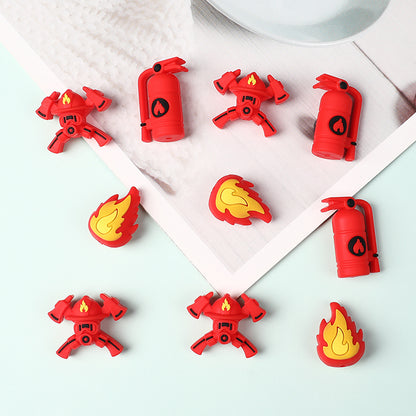 Silicone 3D Focal Beads Fire Fighting Fire Helmet Crossed Axes 20pcs 6