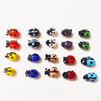 Hand Painted Ladybird Enamel Glass Beads 9x14mm Colorful 20pcs