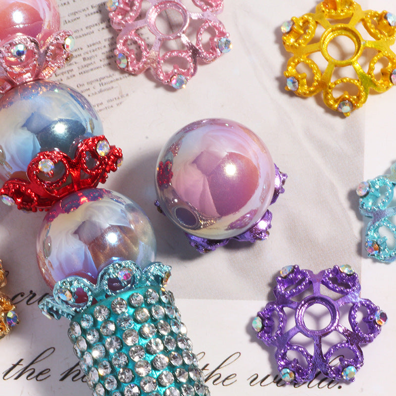 17mm Hollow Snowflake Alloy Rhinestone Spacer Beads 10pcs 6