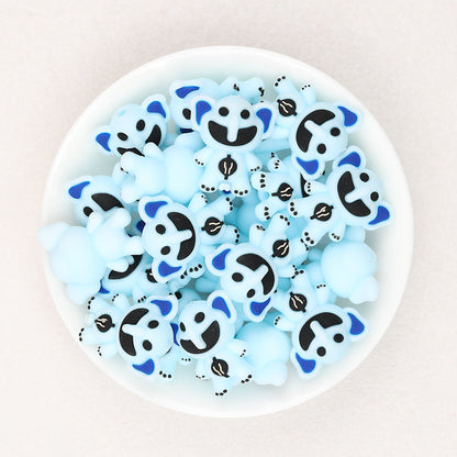 Colorful 3D Animal Monster Silicone Focal Beads 20pcs - Blue