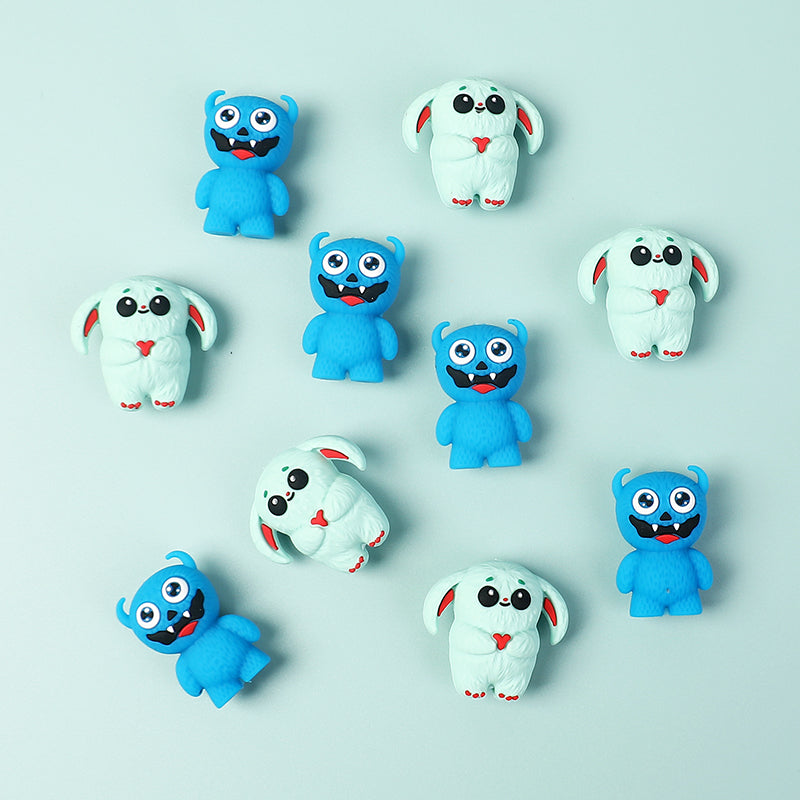 Silicone 3D Focal Beads Little Monster Bright Eyes Quirky Expressions 20pcs 11