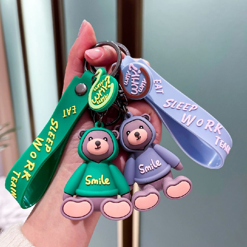 Resin Bear Keychain Cartoon Sweater Pastel Colors Smile 2