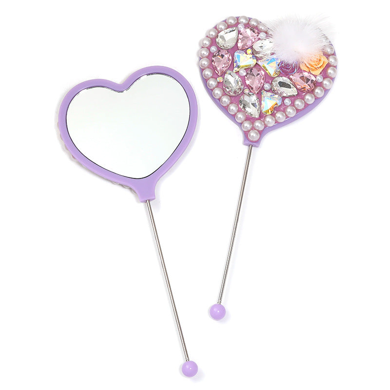 Beadable Heart Shape Handheld Makeup Mirror 27