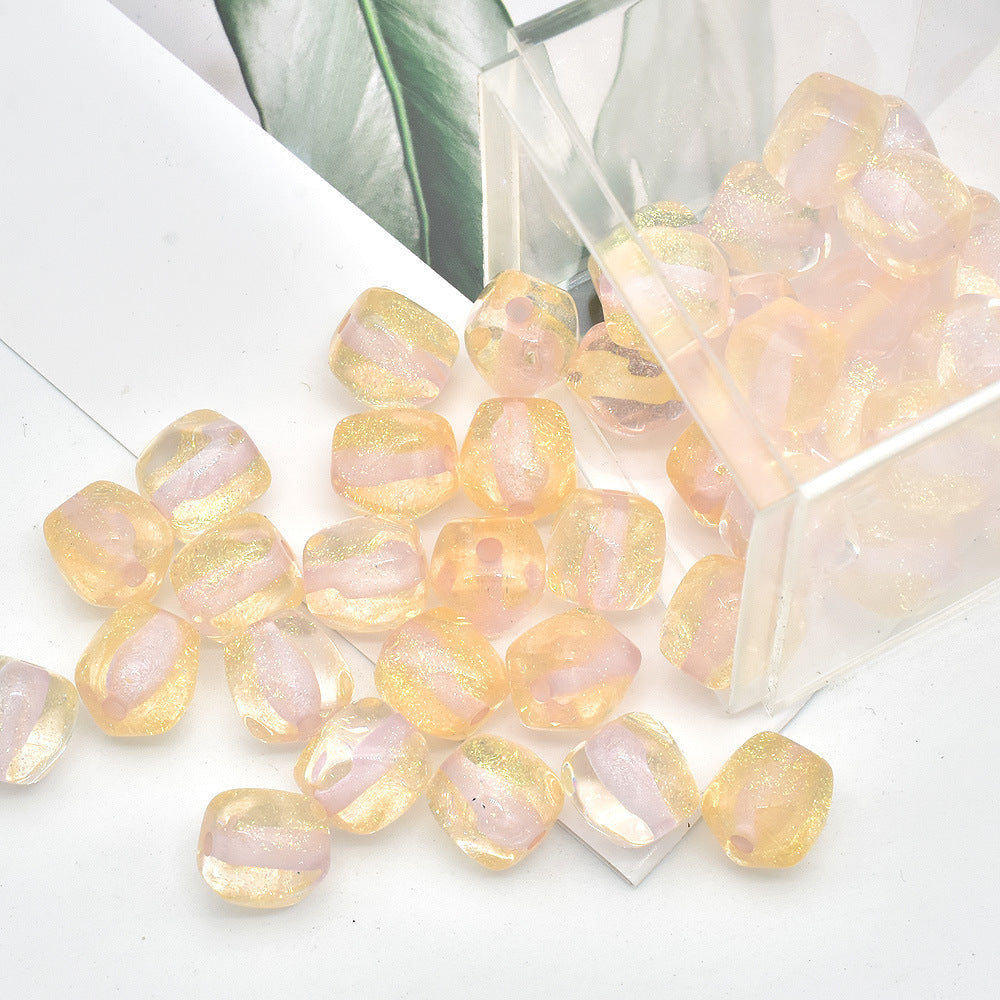 Resin Octagonal Faceted Candy Heart Beads 10mm Sparkling 100pcs 13