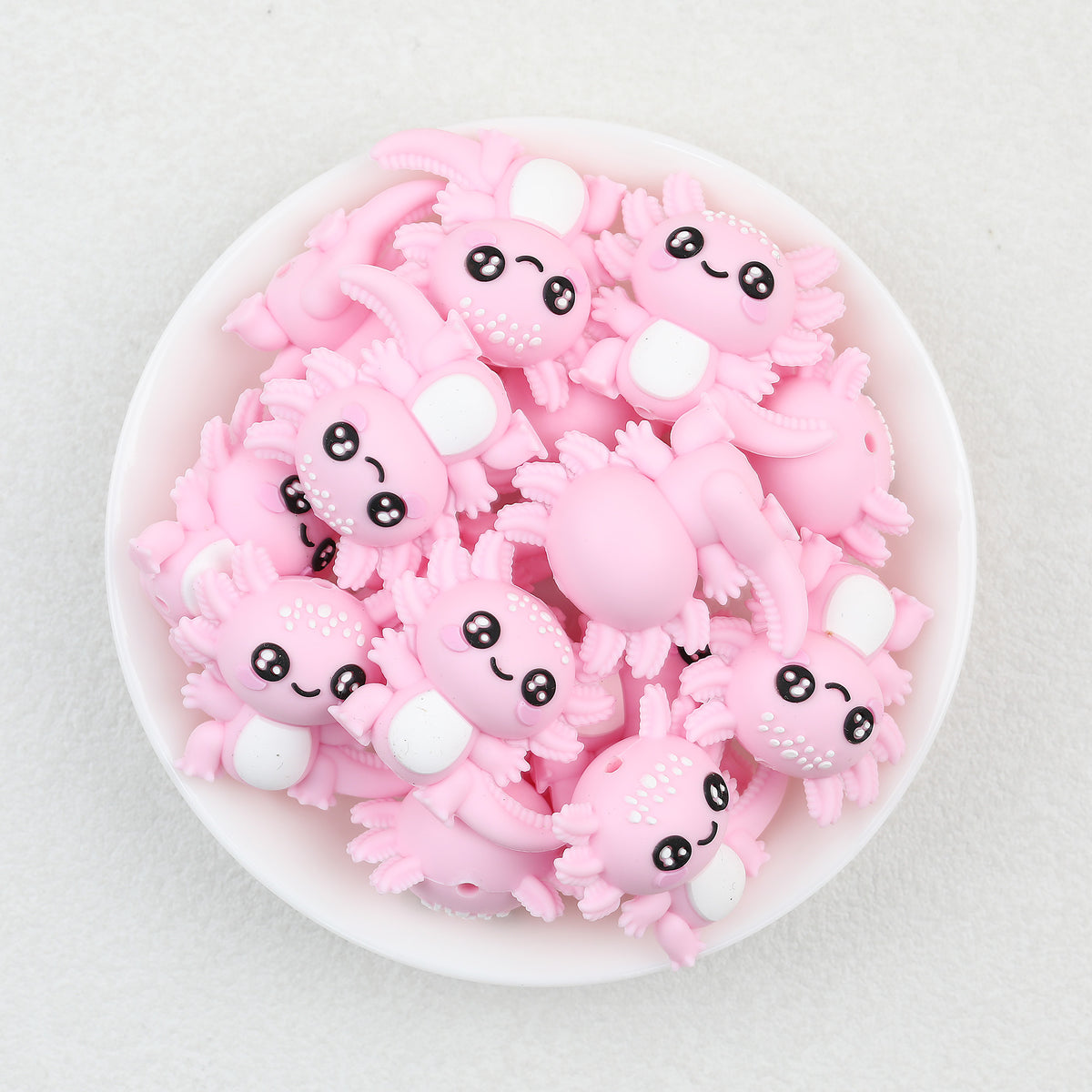 3D Axolotl Silicone Focal Beads Wholesale, Colorful Pink Blue Pastel Design