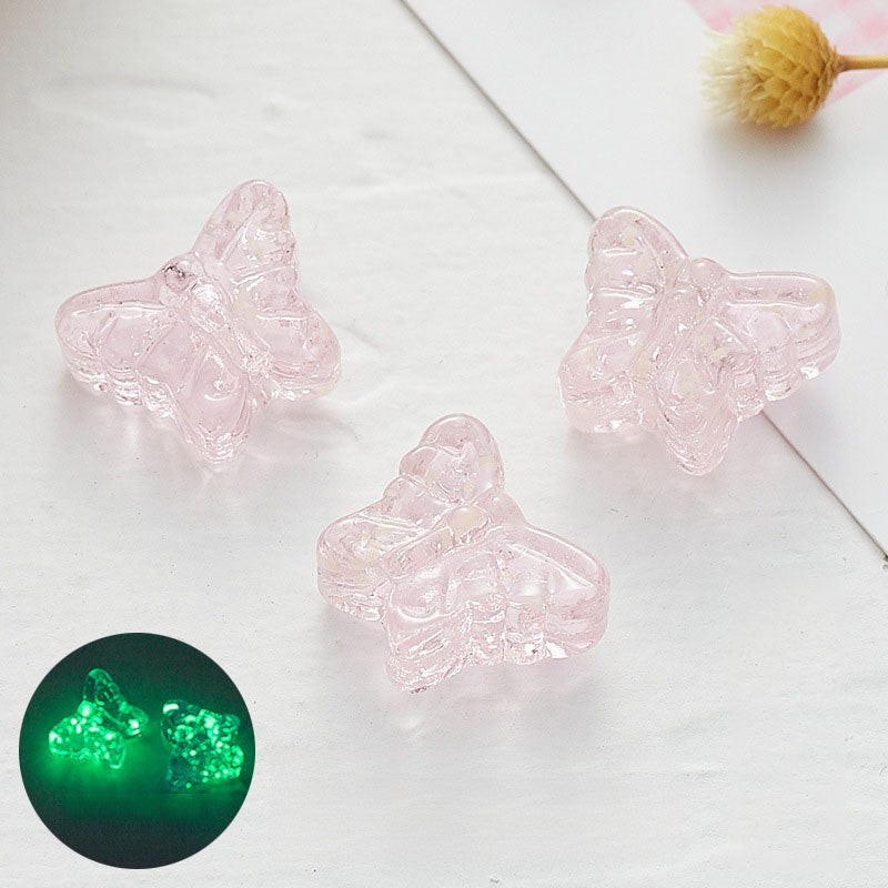Czech Glass Beads Butterfly 13x10mm Glow In The Dark Pastel 10pcs 6