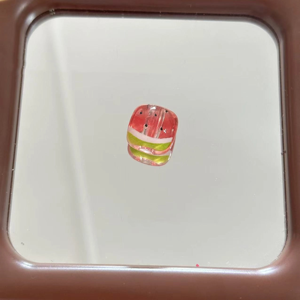 Transparent Square Acrylic Beads 16mm Watermelon Bear Designs 10pcs 5