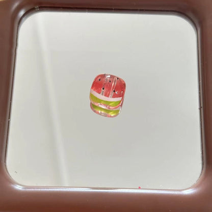 Transparent Square Acrylic Beads 16mm Watermelon Bear Designs 10pcs 5