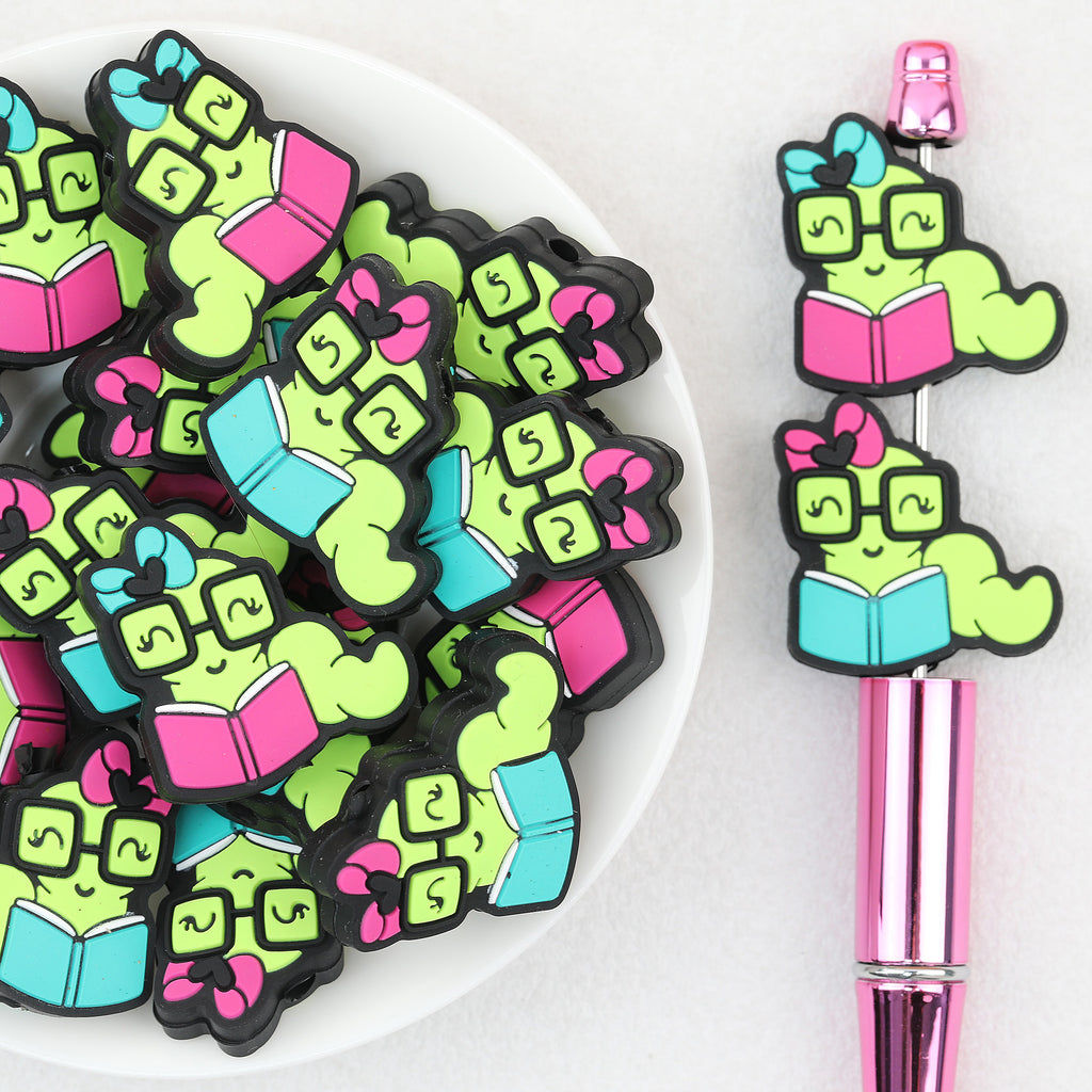 Glasses Caterpillar Reading Silicone Focal Beads 20 pcs