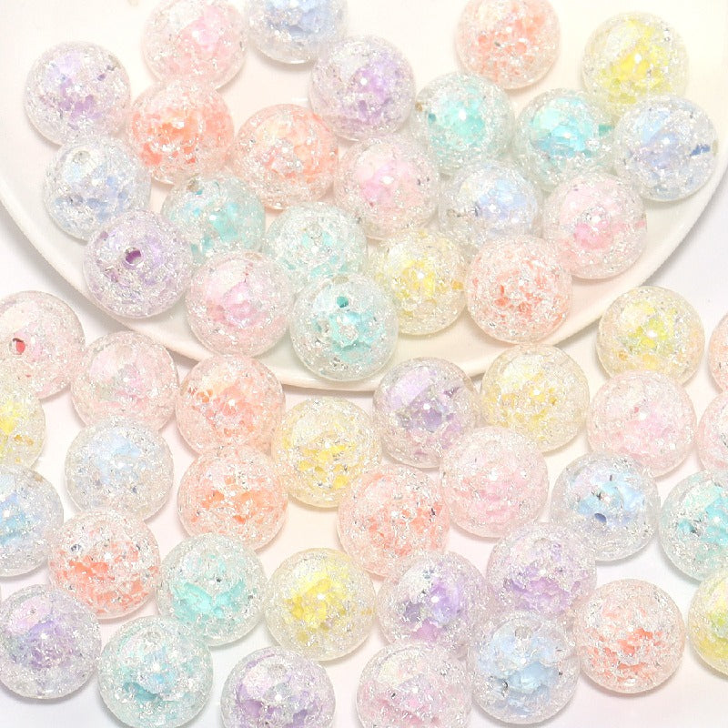 Crackle Round Acrylic Beads 16mm Pastel Mixed Colors 10pcs 4