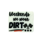 Silicone Focal Beads Weekends We Wear Dirt Checkered Flags Lettering 20pcs