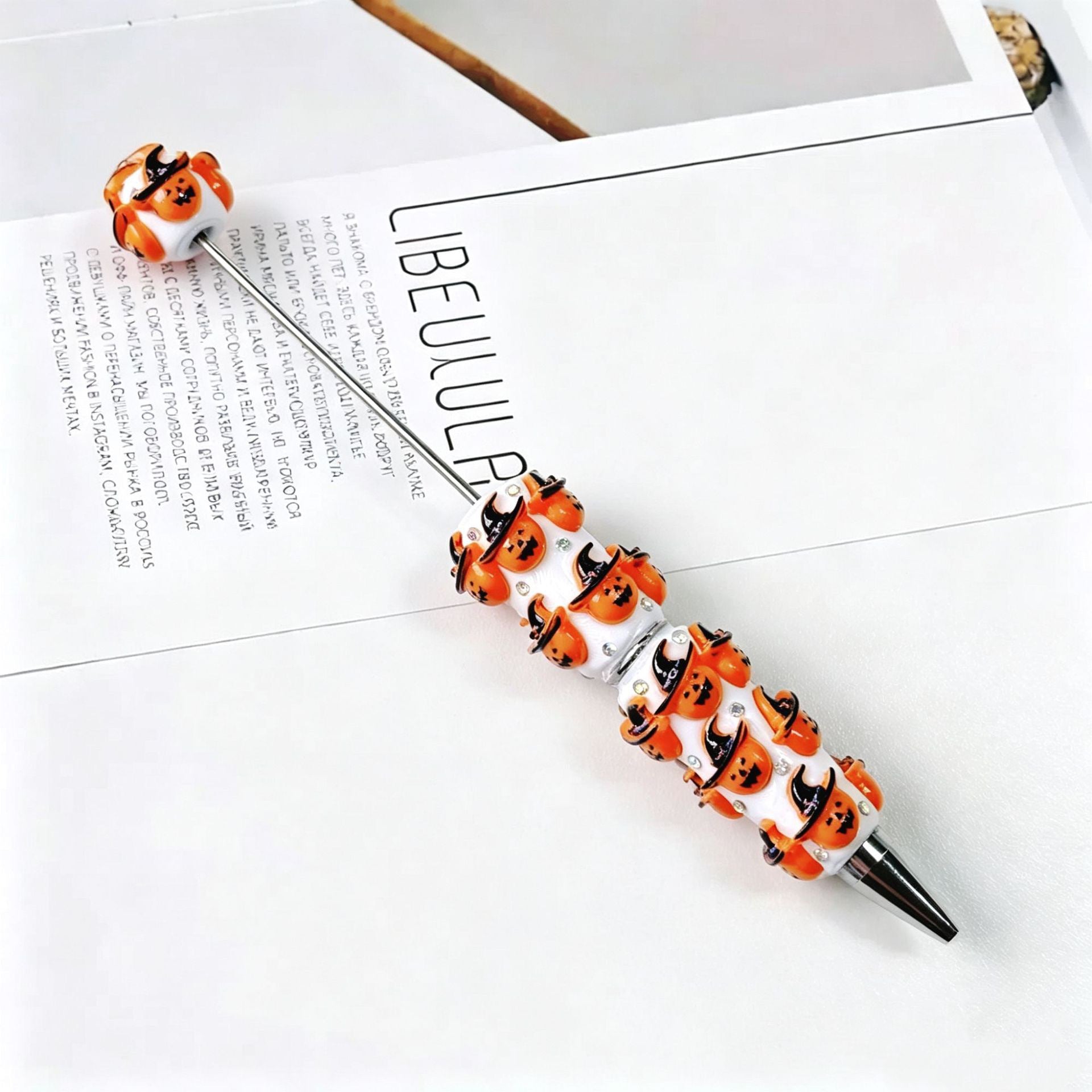 Halloween Elements Pumpkin Rhinestones Beadable Pen 17