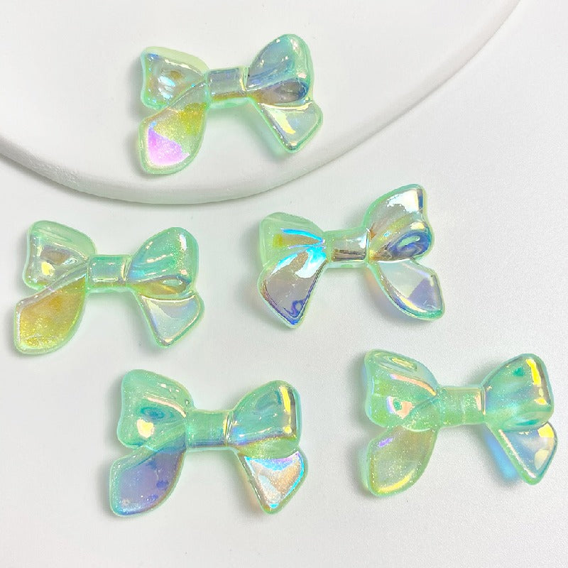 Glow Bowknot Acrylic Beads 24x32mm Iridescent Light In The Dark 10pcs 12