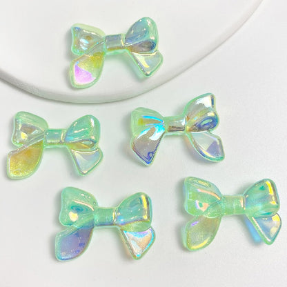 Glow Bowknot Acrylic Beads 24x32mm Iridescent Light In The Dark 10pcs 12