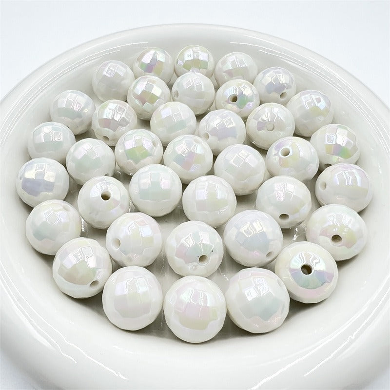 UV Finish Acrylic Plaid Round Beads 16mm Glossy Colorful 10pcs 11