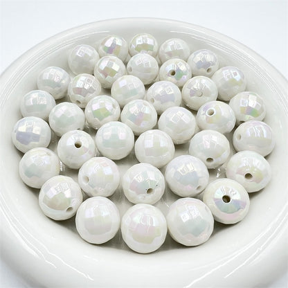 UV Finish Acrylic Plaid Round Beads 16mm Glossy Colorful 10pcs 11