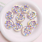 Hand Drawn Donut Acrylic Beads 30mm Colorful Pastel Swirl 5pcs 5