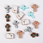 Silicone Focal Beads Bible Cross Leopard Print and Birthday of Jesus 20pcs 7