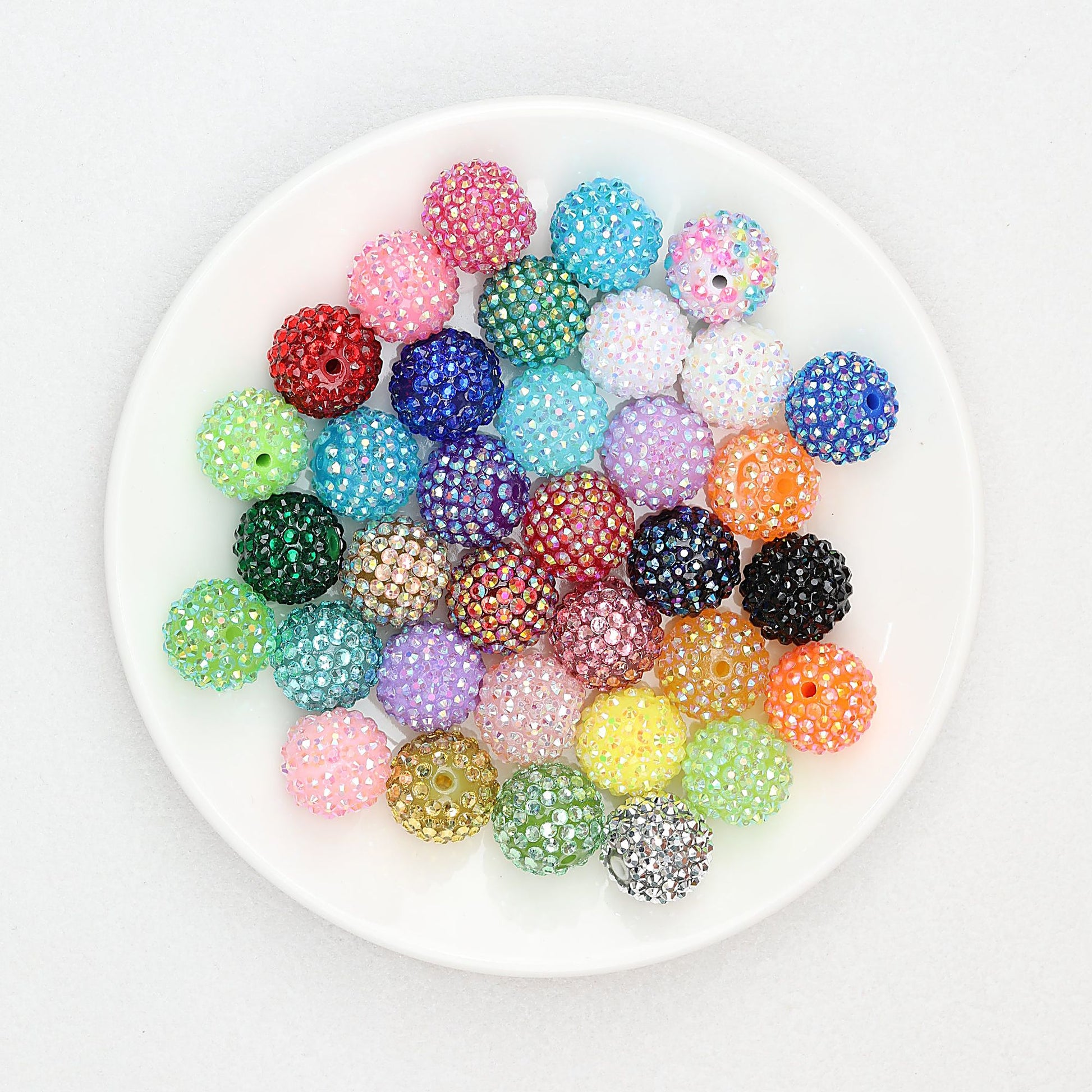 Multicolor Round Rhinestone Beads 20mm Sparkle Shine 50pcs