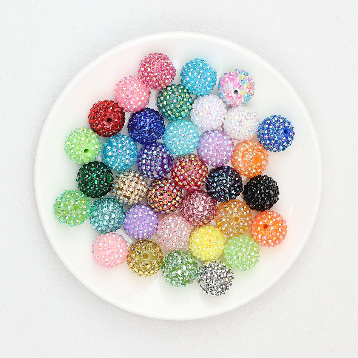 Multicolor Round Rhinestone Beads 20mm Sparkle Shine 50pcs