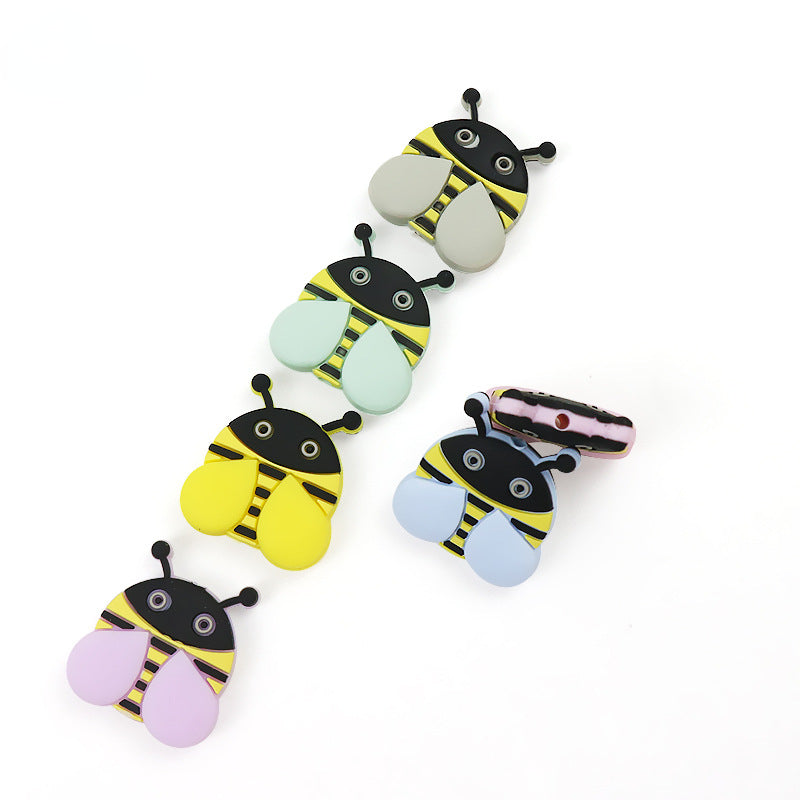 Silicone Focal Beads Ladybug Pastel Wings Bold Stripes 10pcs 5