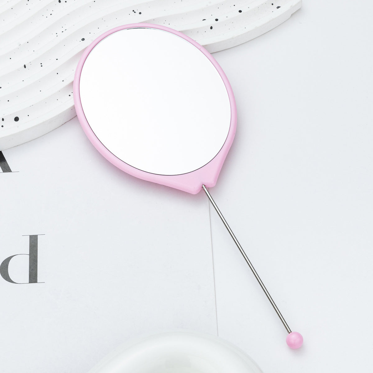 Beadable Plastic Mirror Handheld Oval
