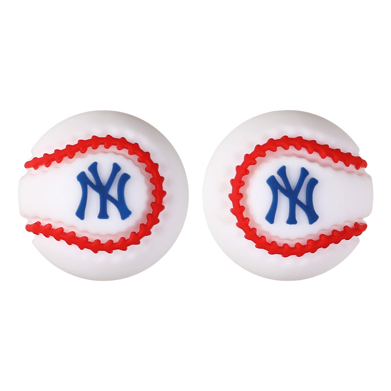 Silicone 3D Focal Beads Baseball Team Bright Red Stitches Team Initials 20pcs 12