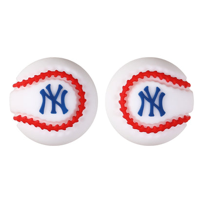 Silicone 3D Focal Beads Baseball Team Bright Red Stitches Team Initials 20pcs 12