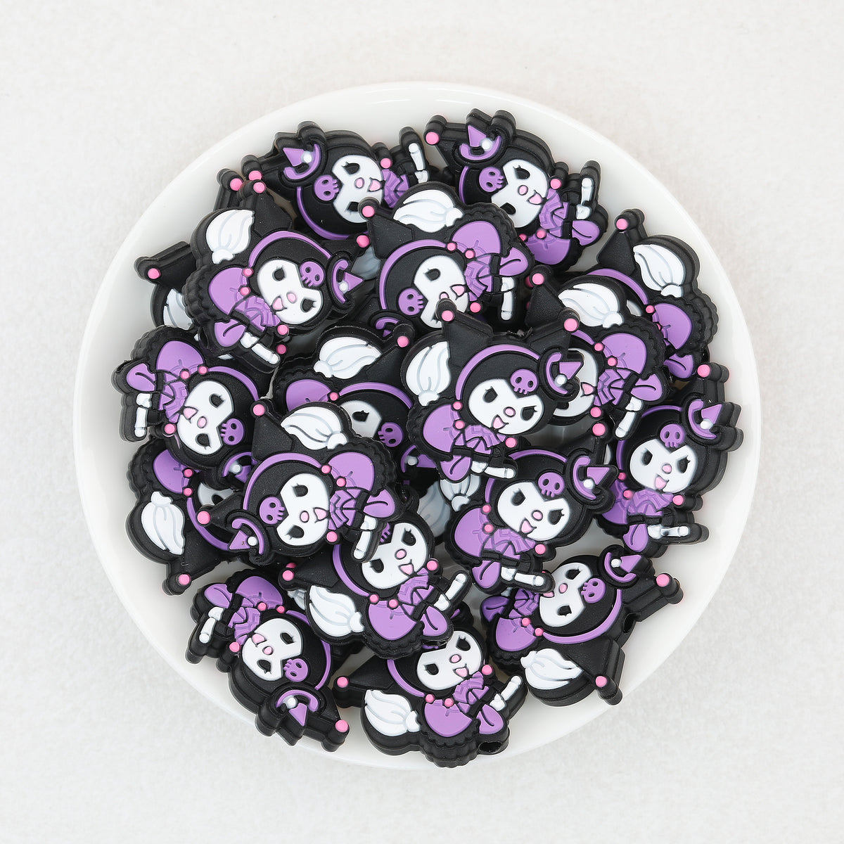 Halloween Purple Character Riding a Broom Silicone Focal Beads 20pcs 2