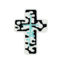 Silicone Focal Beads Cross Black White Turquoise Line 20pcs