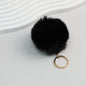 Pom Pom Keychain Plush Violet Faux Fur Ball Gold Ring 8cm - Black