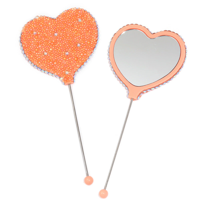 Beadable Heart Shape Handheld Makeup Mirror 9