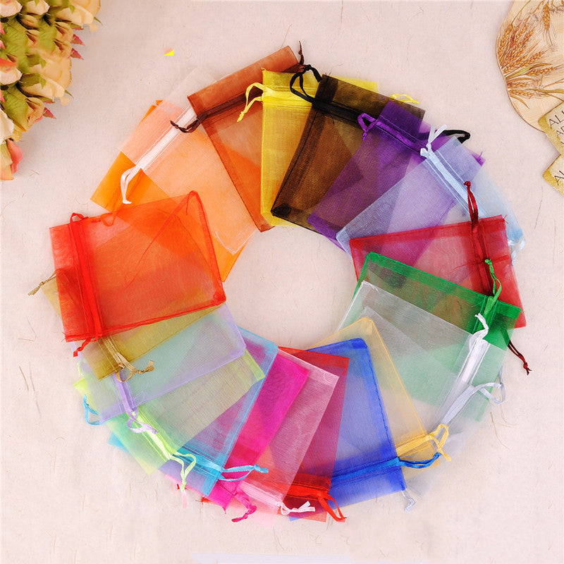 Organza Drawstring Bags Rectangular 30x40cm Solid Colors 100pcs