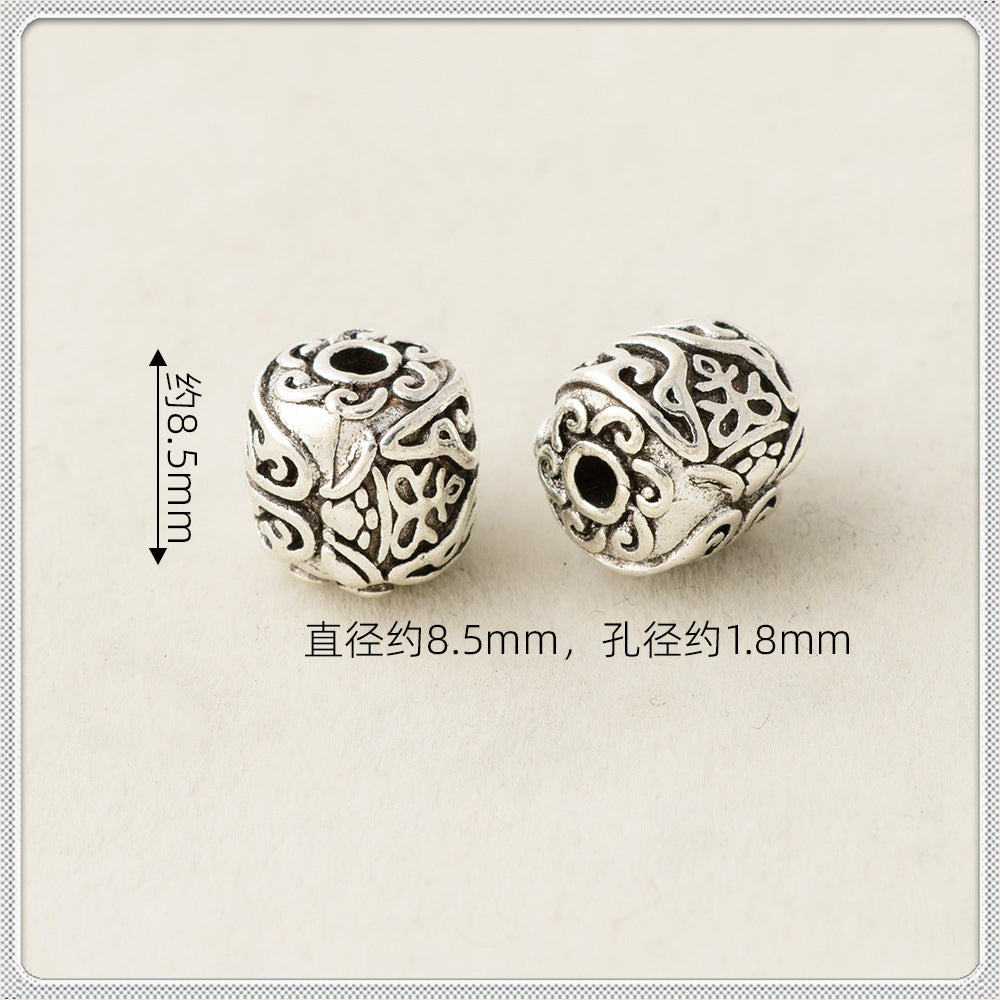 Flower Metal Beads Woven Antique Silver Tone 50pcs 5
