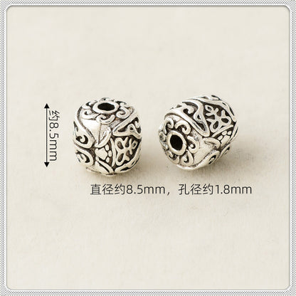 Flower Metal Beads Woven Antique Silver Tone 50pcs 5