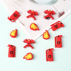 Silicone 3D Focal Beads Fire Fighting Fire Helmet Crossed Axes 20pcs 2