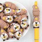 3D Thanksgiving Yellow Love Bee Dwarf Silicone Focal Beads 20Pcs 