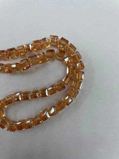 Electroplated Square Glass Beads 6mm Colorful Reflective 96pcs 17