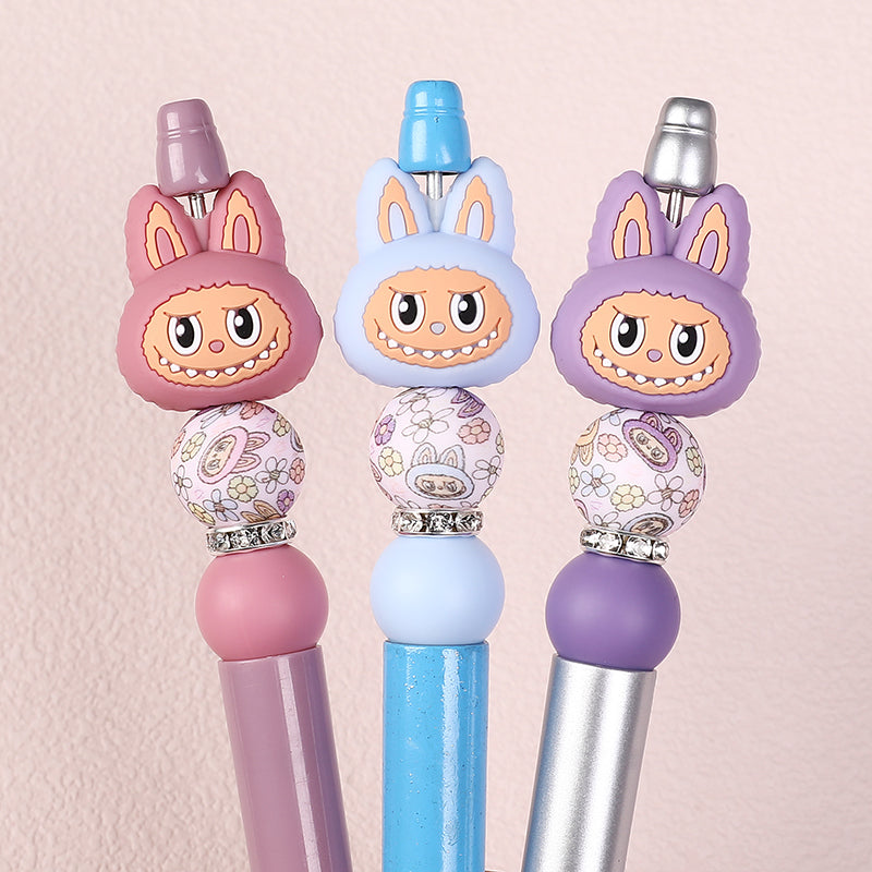 Silicone 3D Focal Beads Bunny Faces Multi Color 20pcs 7