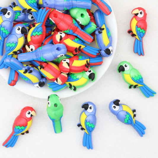 3D Colorful Feather Parrot Silicone Focal Beads 20pcs